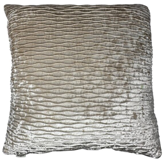 Pier 1 Velvet Pillow 24" Wavy Texture Beige Square Accent Cushion 14 x 14 - Picture 1 of 8